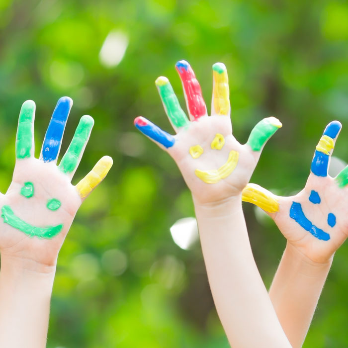 Children's painted hands